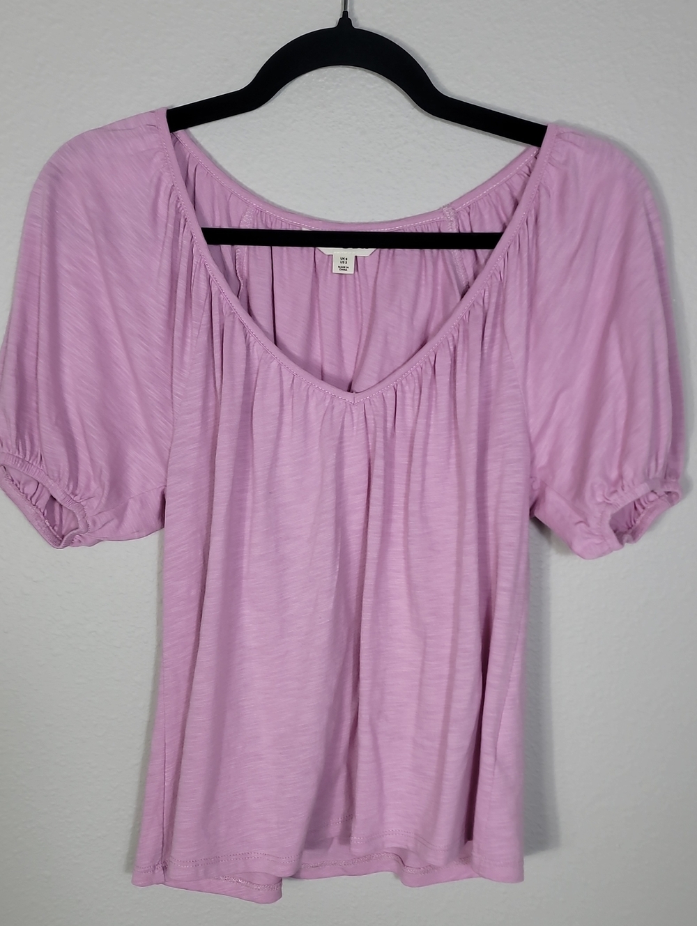Boden VNeck Puff Sleeve Top Size 2 Purple Feminine Capsule